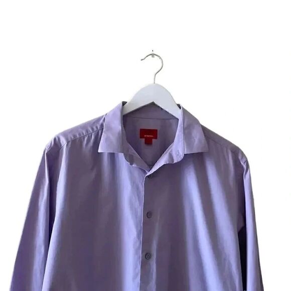 2 for $30 Alfani Slim Fit Lavender Button Down Party Mens Classic Shirt Sz L - Picture 4 of 10